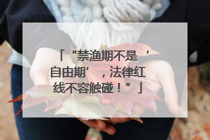 “禁渔期不是‘自由期’，法律红线不容触碰！”