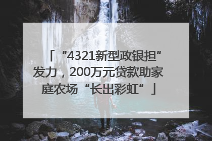 “4321新型政银担”发力，200万元贷款助家庭农场“长出彩虹”