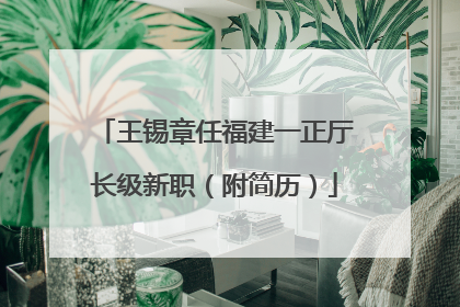 王锡章任福建一正厅长级新职（附简历）
