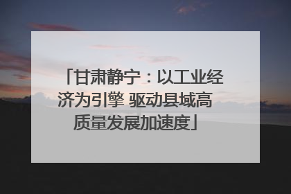 甘肃静宁：以工业经济为引擎 驱动县域高质量发展加速度