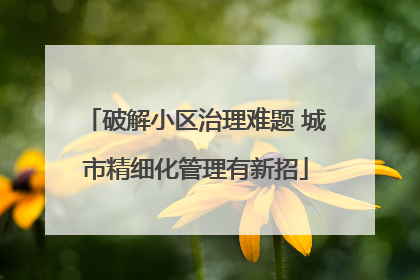 破解小区治理难题 城市精细化管理有新招