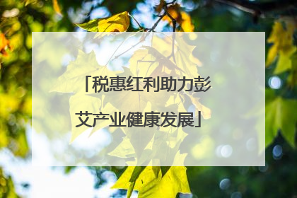 税惠红利助力彭艾产业健康发展