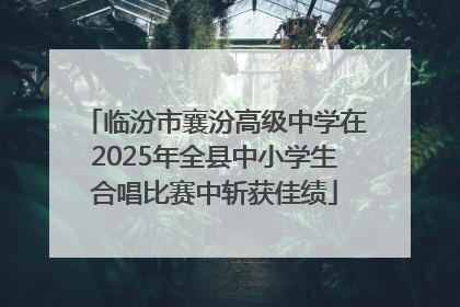 临汾市襄汾高级中学在2025年全县中小学生合唱比赛中斩获佳绩