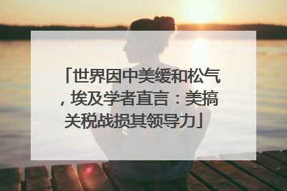 世界因中美缓和松气，埃及学者直言：美搞关税战损其领导力