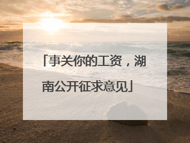 事关你的工资，湖南公开征求意见