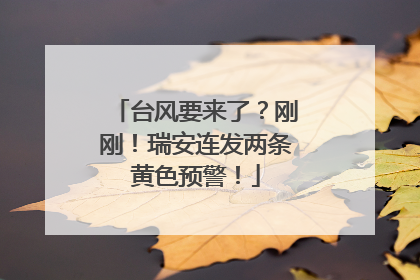 台风要来了？刚刚！瑞安连发两条黄色预警！