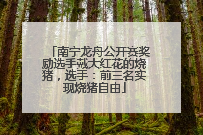 南宁龙舟公开赛奖励选手戴大红花的烧猪，选手：前三名实现烧猪自由