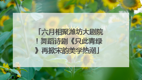 六月相聚潍坊大剧院！舞蹈诗剧《只此青绿》再掀宋韵美学热潮