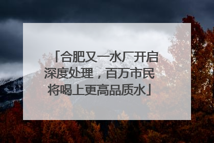 合肥又一水厂开启深度处理，百万市民将喝上更高品质水