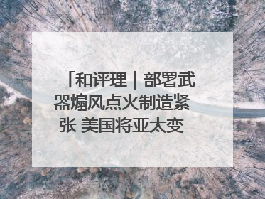 和评理｜部署武器煽风点火制造紧张 美国将亚太变成“火药桶”