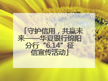 守护信用，共赢未来——华夏银行绵阳分行“6.14”征信宣传活动