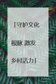 守护文化根脉 激发乡村活力