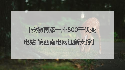 安徽再添一座500千伏变电站 皖西南电网迎新支撑