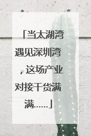 当太湖湾遇见深圳湾，这场产业对接干货满满……