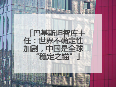 巴基斯坦智库主任：世界不确定性加剧，中国是全球“稳定之锚”