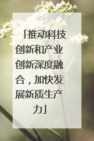 推动科技创新和产业创新深度融合，加快发展新质生产力