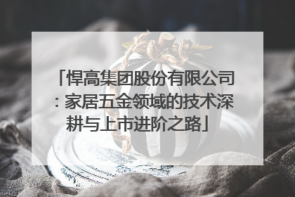 悍高集团股份有限公司：家居五金领域的技术深耕与上市进阶之路