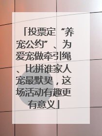 投票定“养宠公约”、为爱宠做牵引绳、比拼谁家人宠最默契，这场活动有趣更有意义