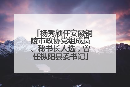 杨秀颀任安徽铜陵市政协党组成员、秘书长人选，曾任枞阳县委书记