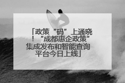政策“码”上通晓！“成都惠企政策”集成发布和智能查询平台今日上线