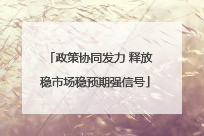 政策协同发力 释放稳市场稳预期强信号