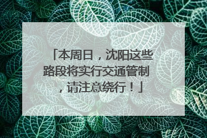 本周日，沈阳这些路段将实行交通管制，请注意绕行！