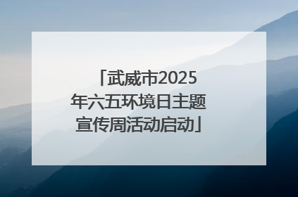 武威市2025年六五环境日主题宣传周活动启动