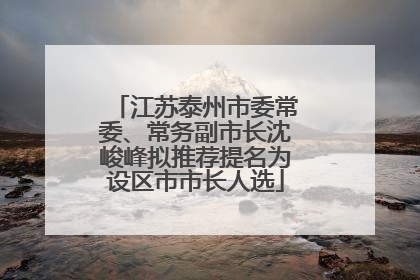江苏泰州市委常委、常务副市长沈峻峰拟推荐提名为设区市市长人选