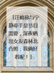 汪峰称与宁静牵手是节目需要，深夜晒出女友森林北合照：我俩好着呢！