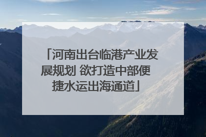 河南出台临港产业发展规划 欲打造中部便捷水运出海通道