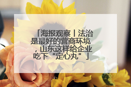 海报观察丨法治是最好的营商环境，山东这样给企业吃下“定心丸”