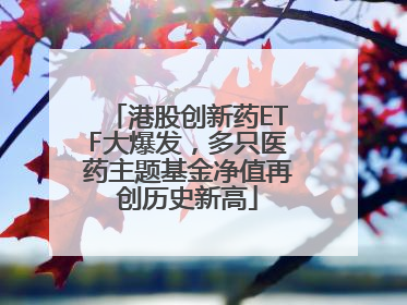 港股创新药ETF大爆发，多只医药主题基金净值再创历史新高