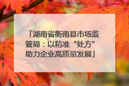 湖南省衡南县市场监管局：以精准“处方”助力企业高质量发展