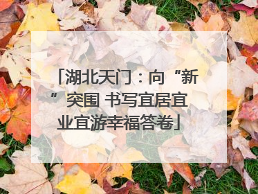 湖北天门：向“新”突围 书写宜居宜业宜游幸福答卷