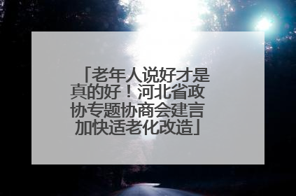 老年人说好才是真的好！河北省政协专题协商会建言加快适老化改造
