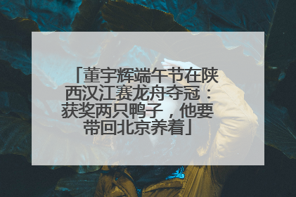 董宇辉端午节在陕西汉江赛龙舟夺冠：获奖两只鸭子，他要带回北京养着
