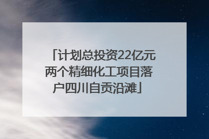 计划总投资22亿元 两个精细化工项目落户四川自贡沿滩