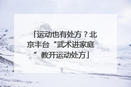 运动也有处方？北京丰台“武术进家庭”教开运动处方