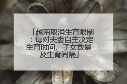 越南取消生育限制：每对夫妻自主决定生育时间、子女数量及生育间隔