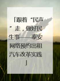 跟着“民声”走，做好民生事——泰安网络预约出租汽车改革实践