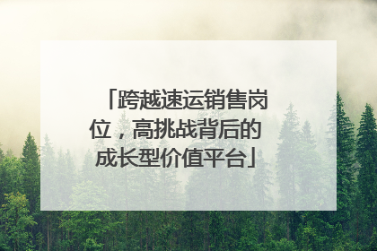 跨越速运销售岗位，高挑战背后的成长型价值平台
