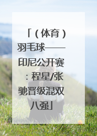 （体育）羽毛球——印尼公开赛：程星/张驰晋级混双八强