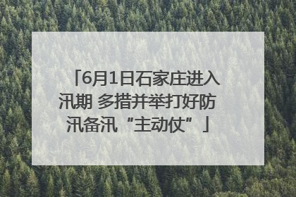 6月1日石家庄进入汛期 多措并举打好防汛备汛“主动仗”