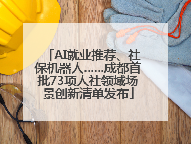 AI就业推荐、社保机器人……成都首批73项人社领域场景创新清单发布